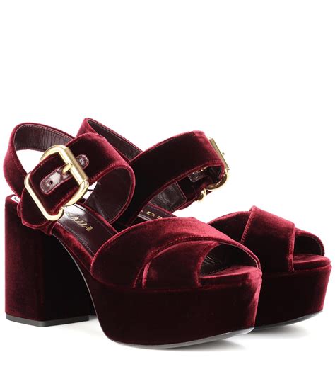 prada red velvet sandals